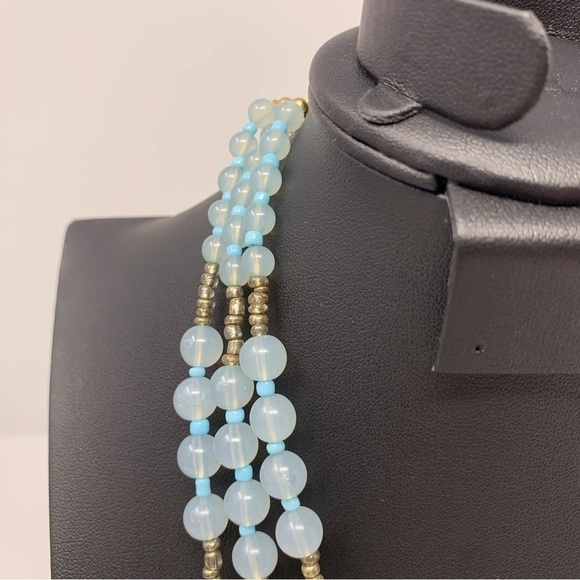 Light Blue Cloud Multilayered Beaded Necklace - Picture 4 of 9